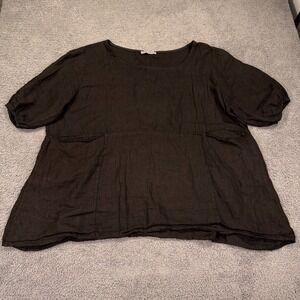 CobbleStone Tunic Top Womens Large Linen Lagenlook Oversize Pockets Boxy